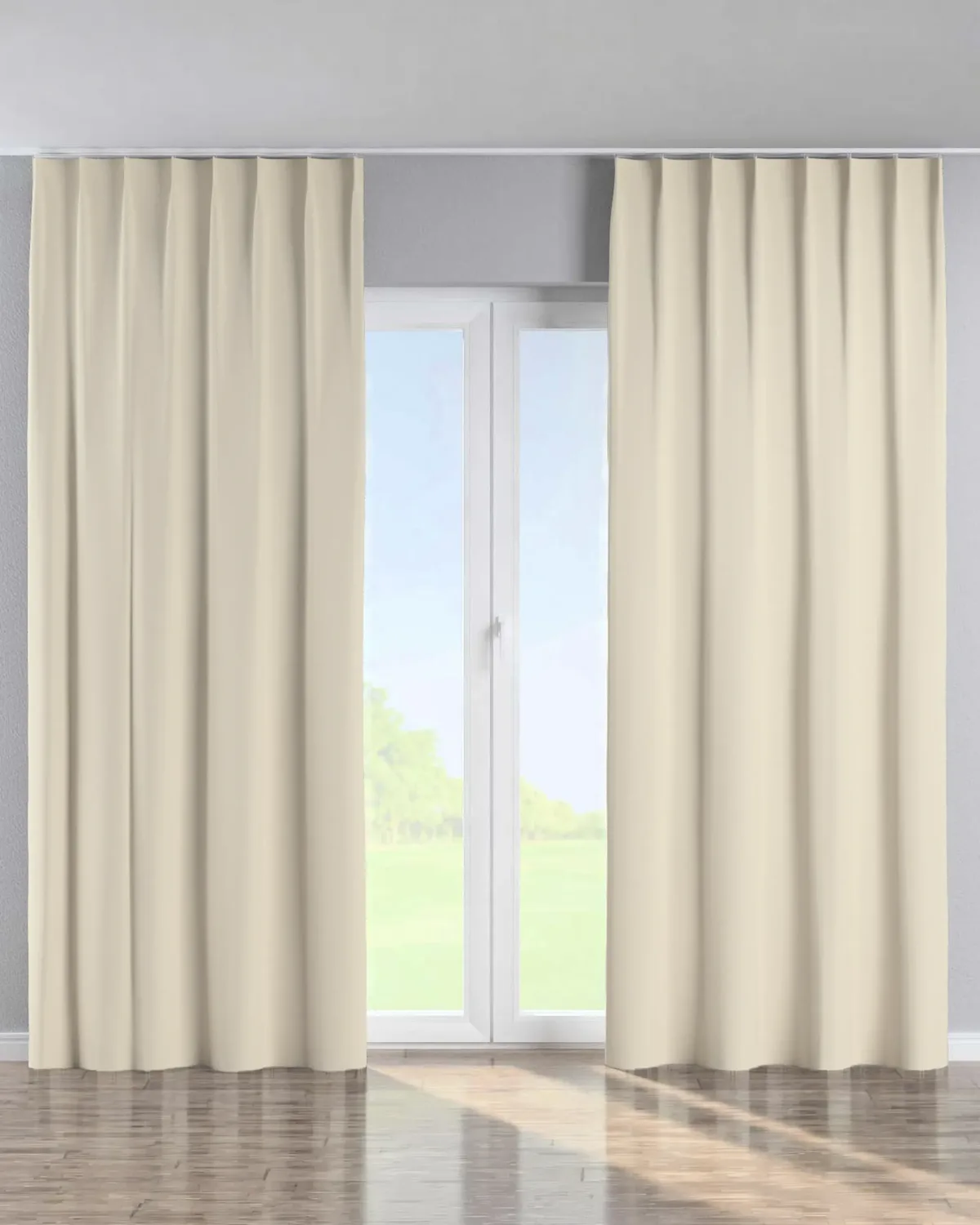 Vorhang mit flämischen 1-er Falten Farbe beige Stoff verdunkelnd de Dekoria – photo du produit