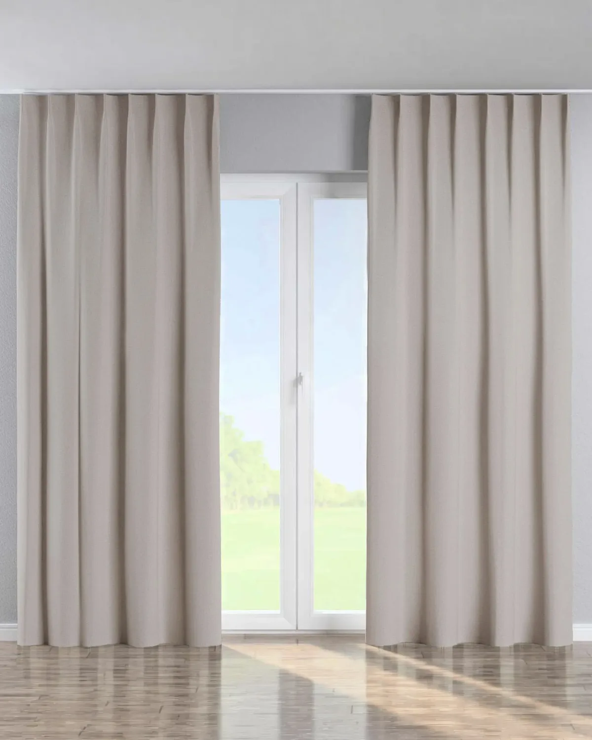 Vorhang mit flämischen 1-er Falten Farbe beige Stoff verdunkelnd de Dekoria – photo du produit