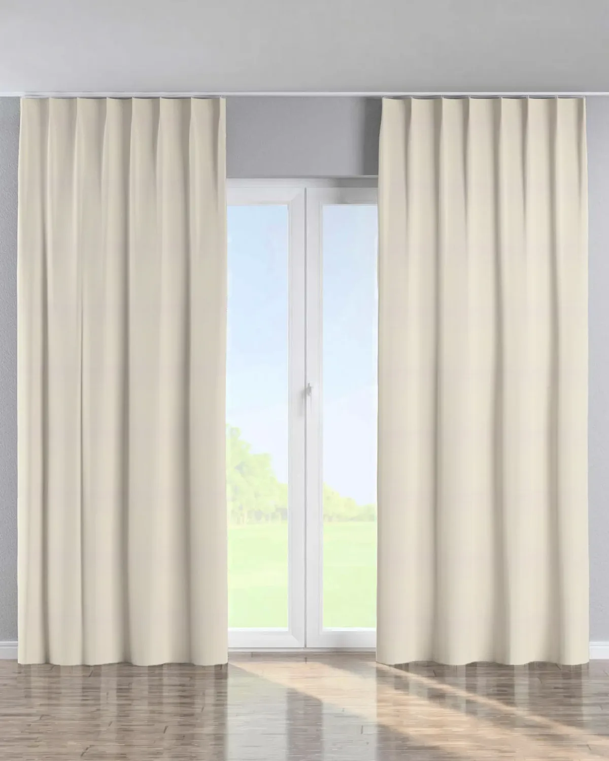 Vorhang mit flämischen 1-er Falten Farbe beige Stoff verdunkelnd de Dekoria – photo du produit