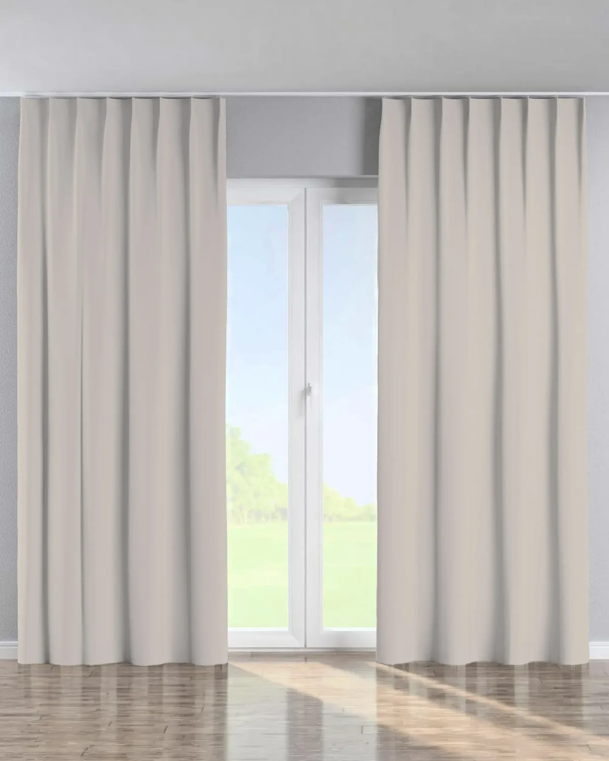 Vorhang mit flämischen 1-er Falten Farbe beige Stoff verdunkelnd de Dekoria – photo du produit