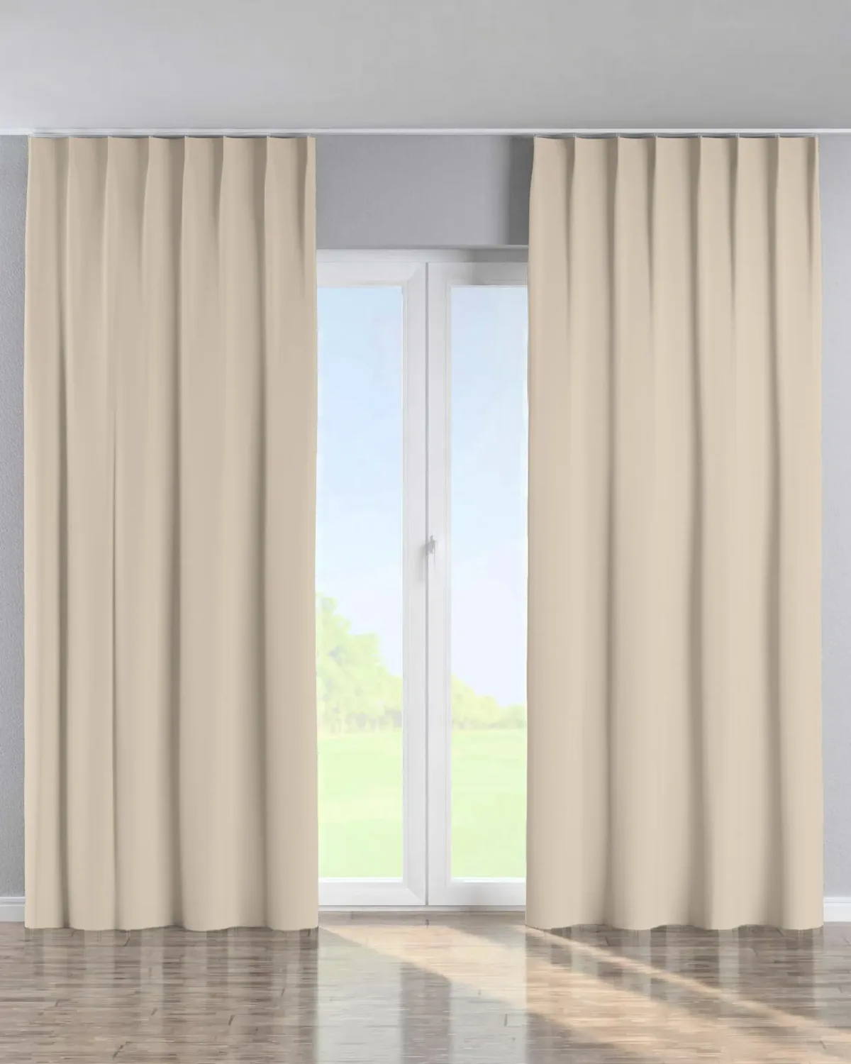 Vorhang mit flämischen 1-er Falten Farbe beige Stoff verdunkelnd de Dekoria – photo du produit