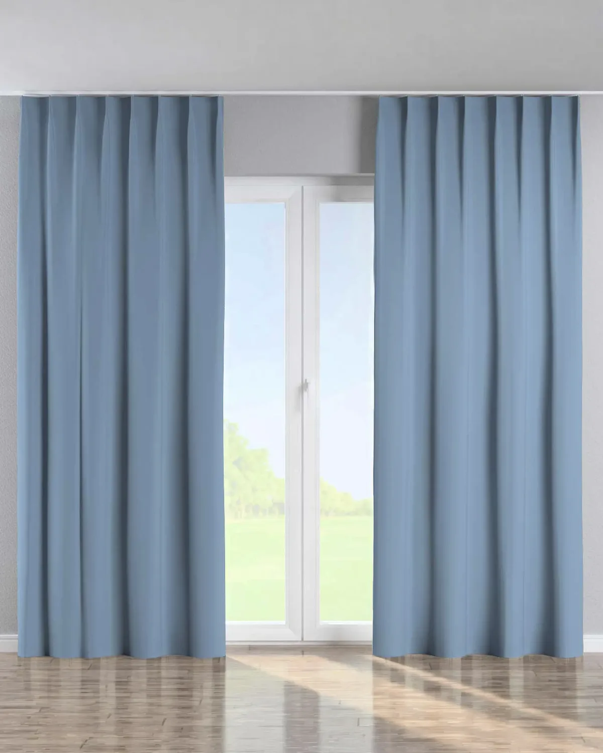 Vorhang mit flämischen 1-er Falten Farbe blau Stoff verdunkelnd de Dekoria – photo du produit