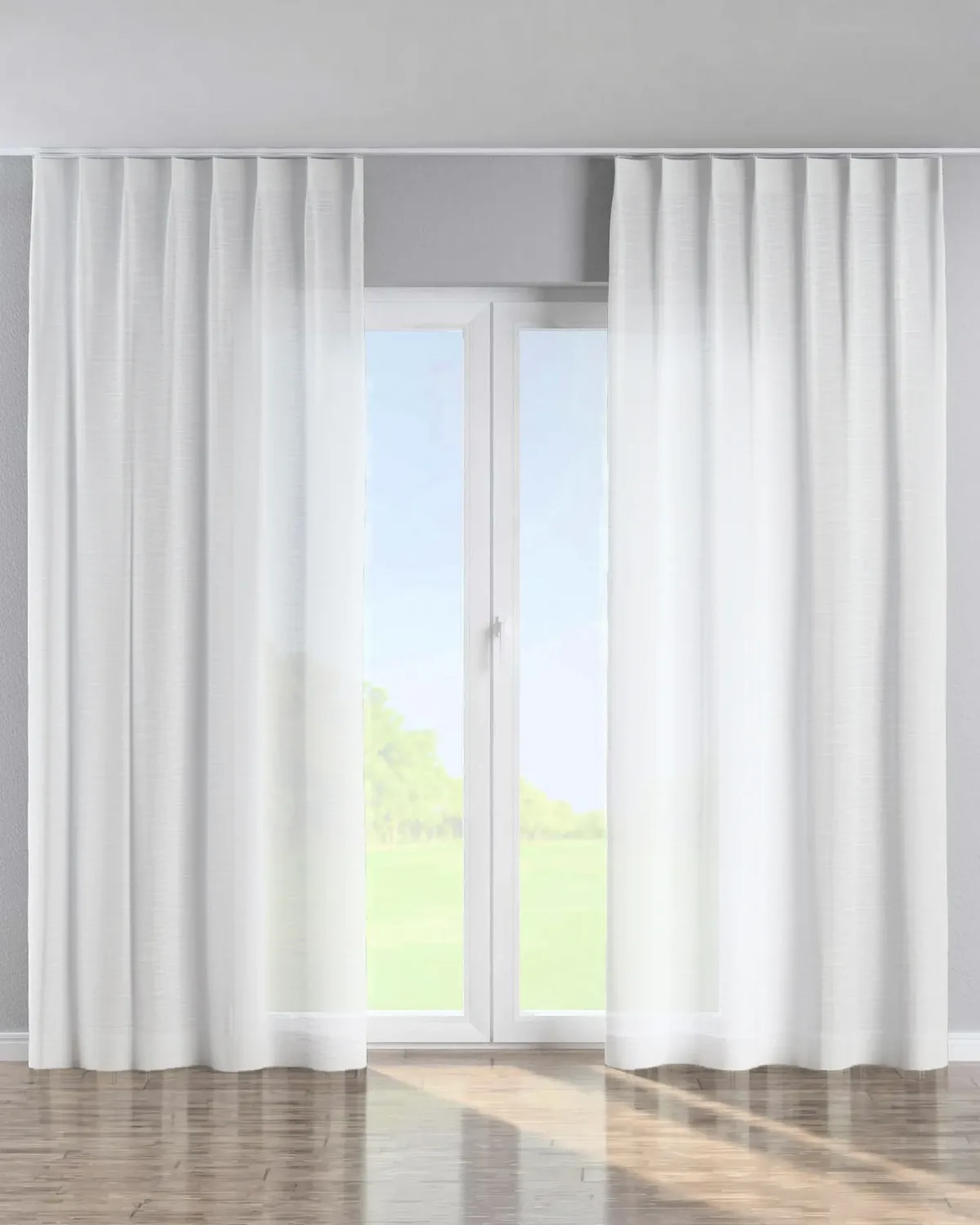 Vorhang mit flämischen 1-er Falten Farbe creme Stoff halbtransparent, strukturiert by Dekoria – product photo