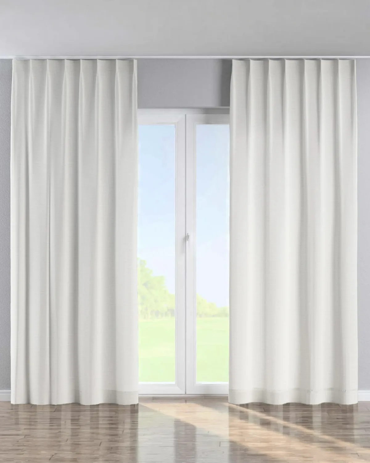 Vorhang mit flämischen 1-er Falten Farbe creme Stoff strukturiert by Dekoria – product photo