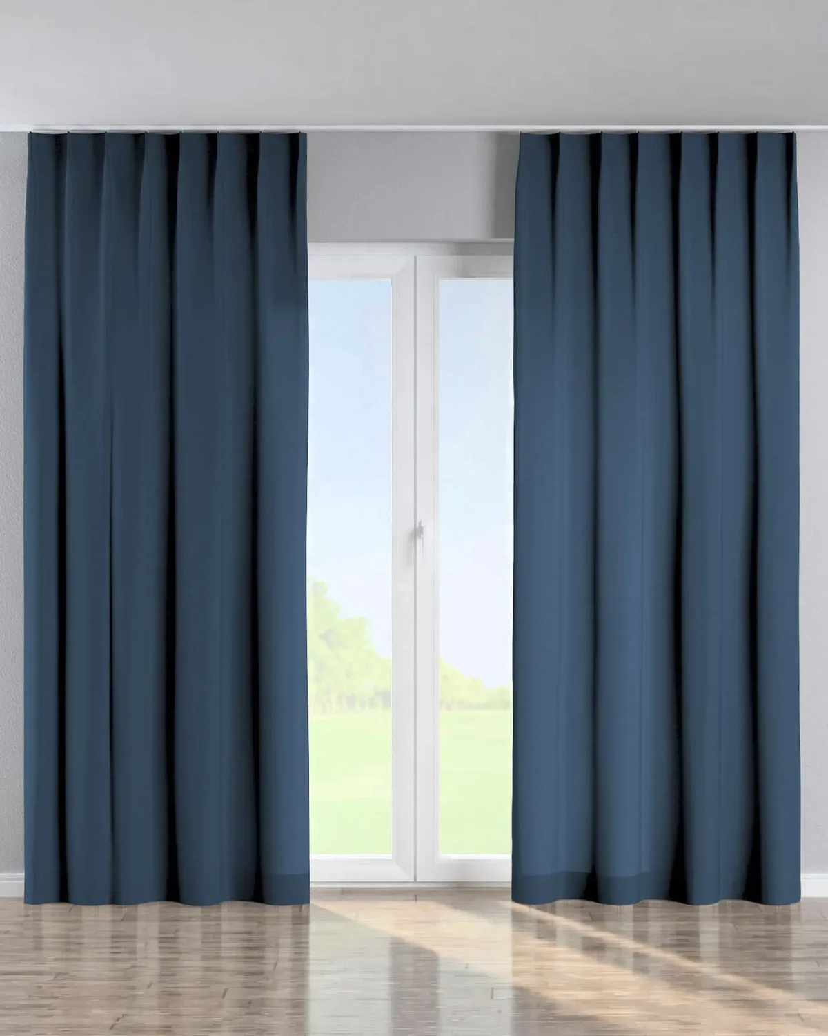 Vorhang mit flämischen 1-er Falten Farbe dunkelblau by Dekoria – product photo