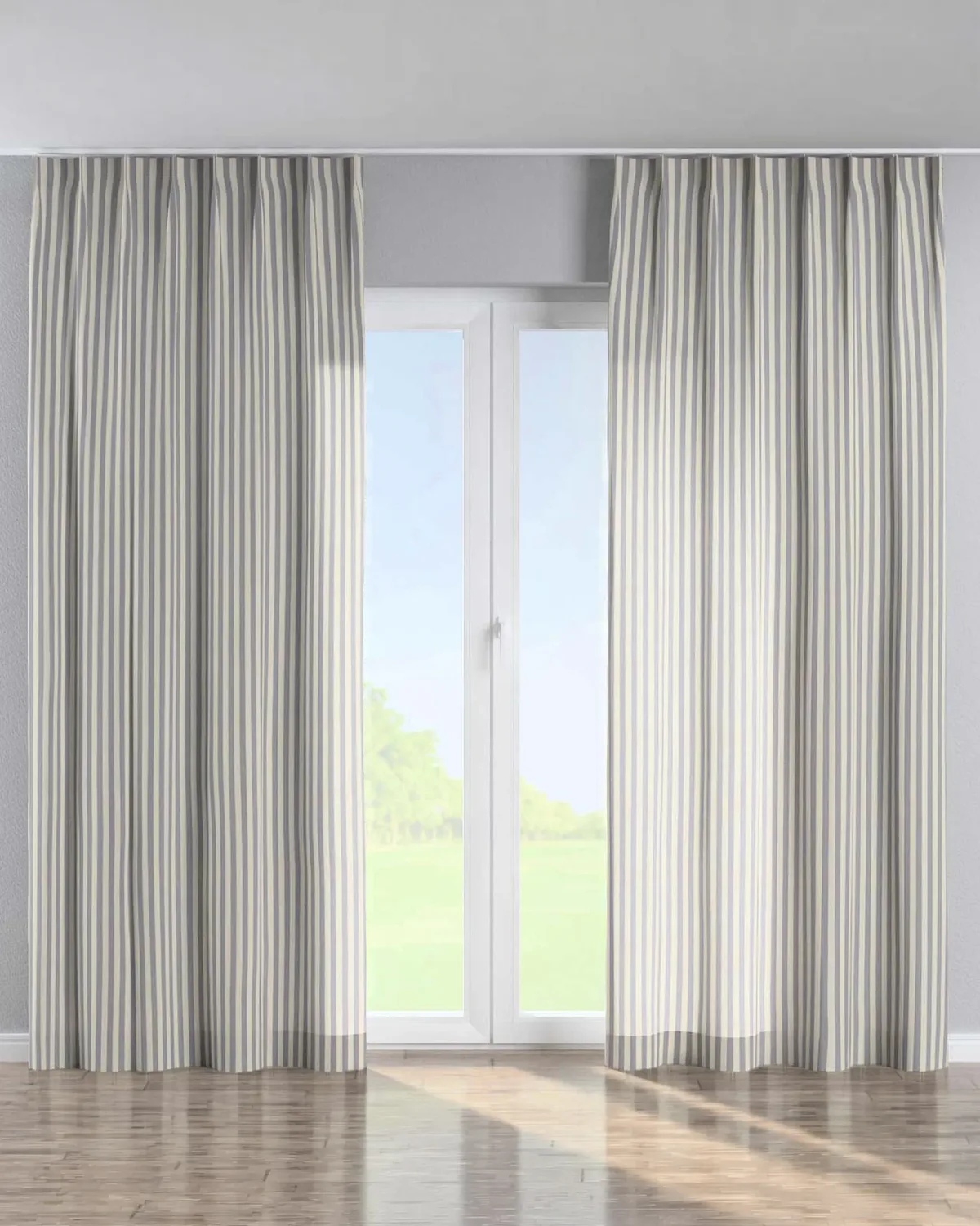 Vorhang mit flämischen 1-er Falten Farbe dunkelblau Stoff gemustert by Dekoria – product photo