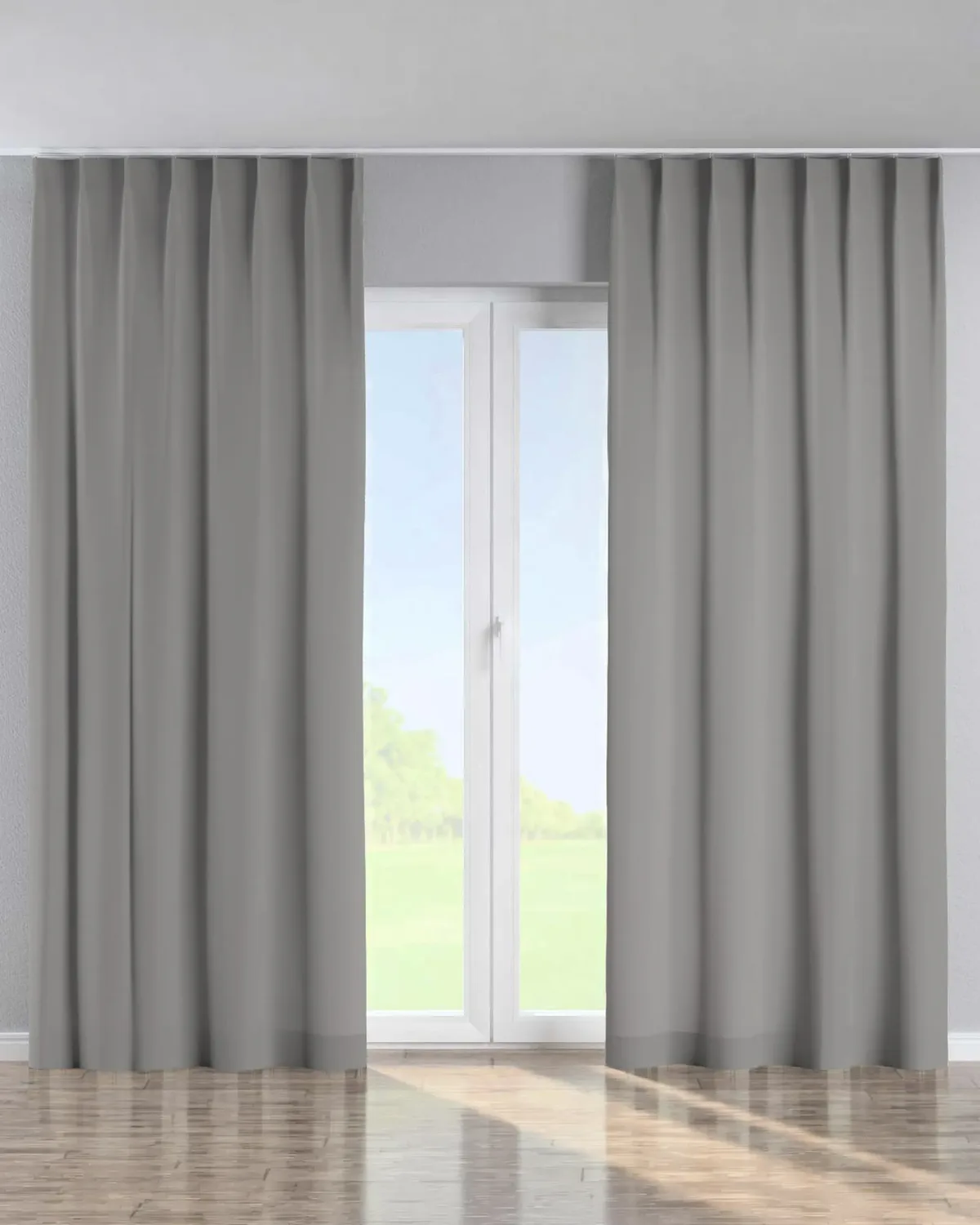 Vorhang mit flämischen 1-er Falten Farbe grau by Dekoria – product photo