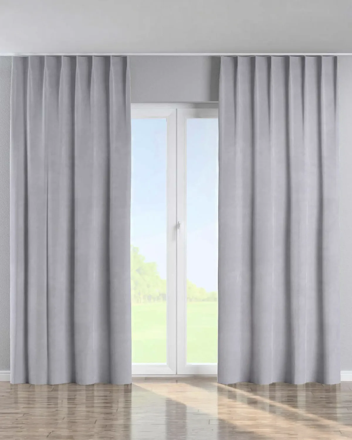 Vorhang mit flämischen 1-er Falten Farbe grau Stoff glänzend, samt de Dekoria – photo du produit