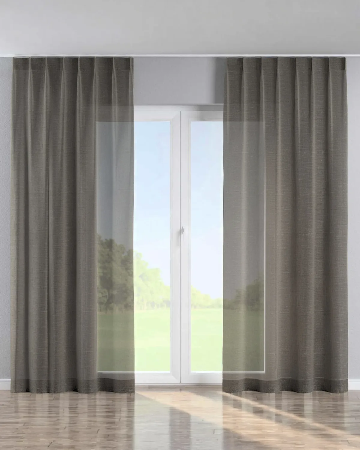 Vorhang mit flämischen 1-er Falten Farbe grau Stoff halbtransparent, strukturiert de Dekoria – photo du produit