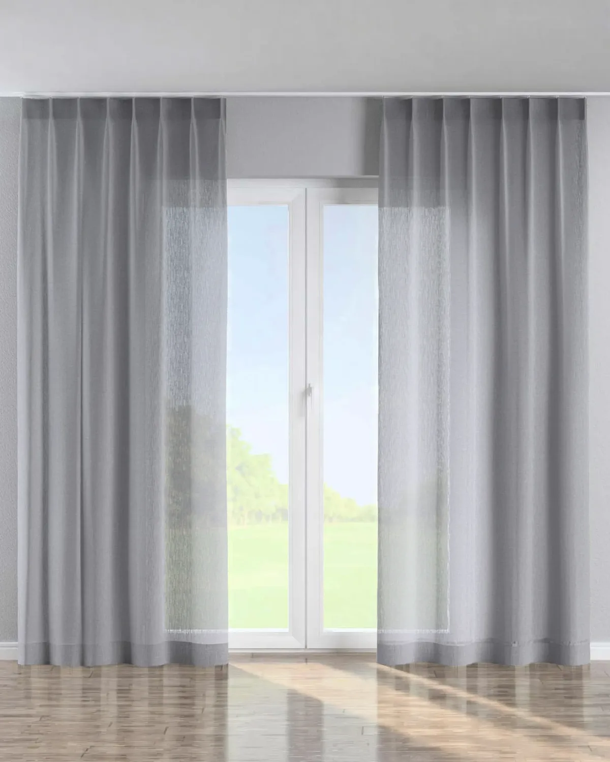 Vorhang mit flämischen 1-er Falten Farbe grau Stoff halbtransparent, strukturiert de Dekoria – photo du produit