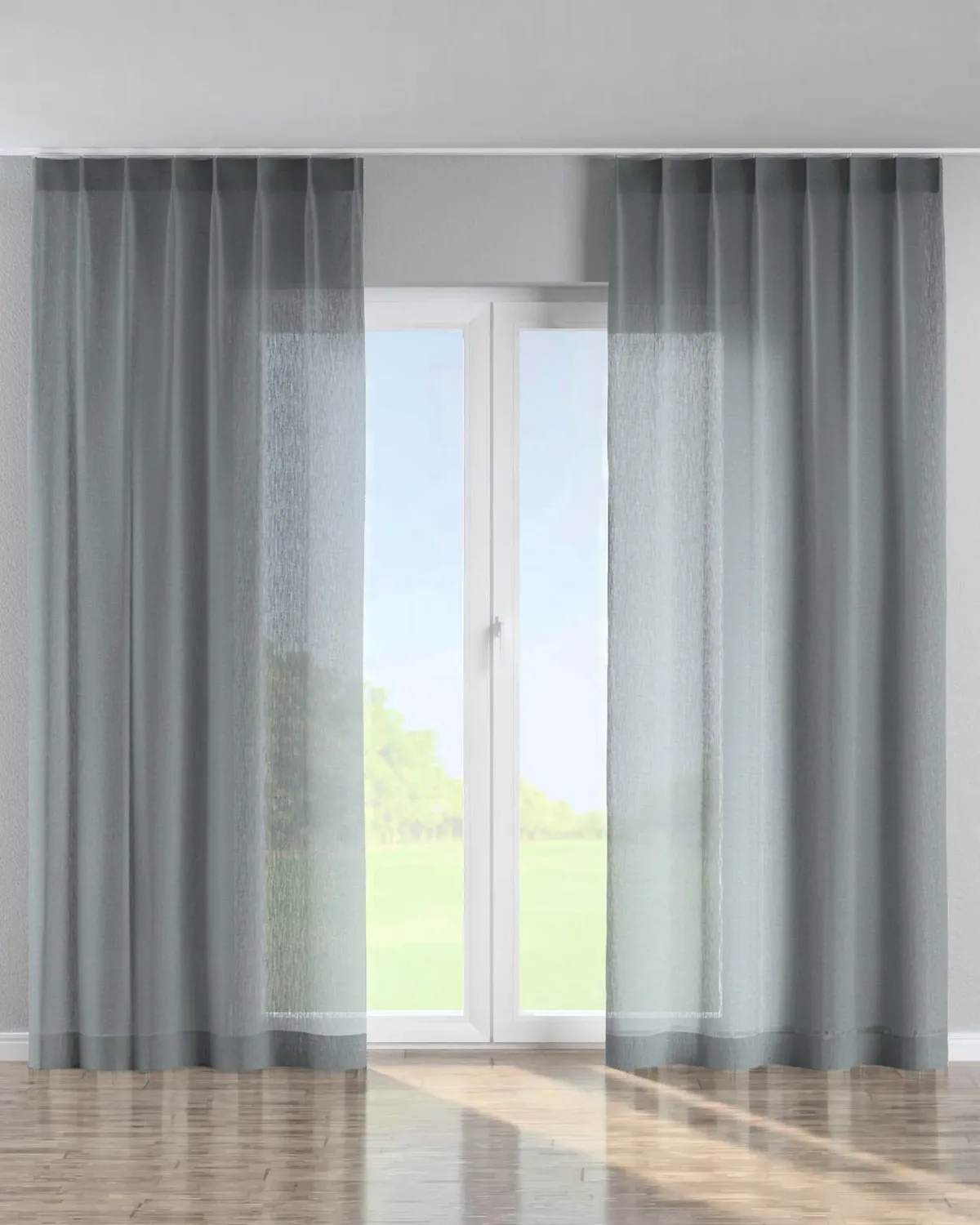 Vorhang mit flämischen 1-er Falten Farbe grün Stoff halbtransparent, strukturiert de Dekoria – photo du produit