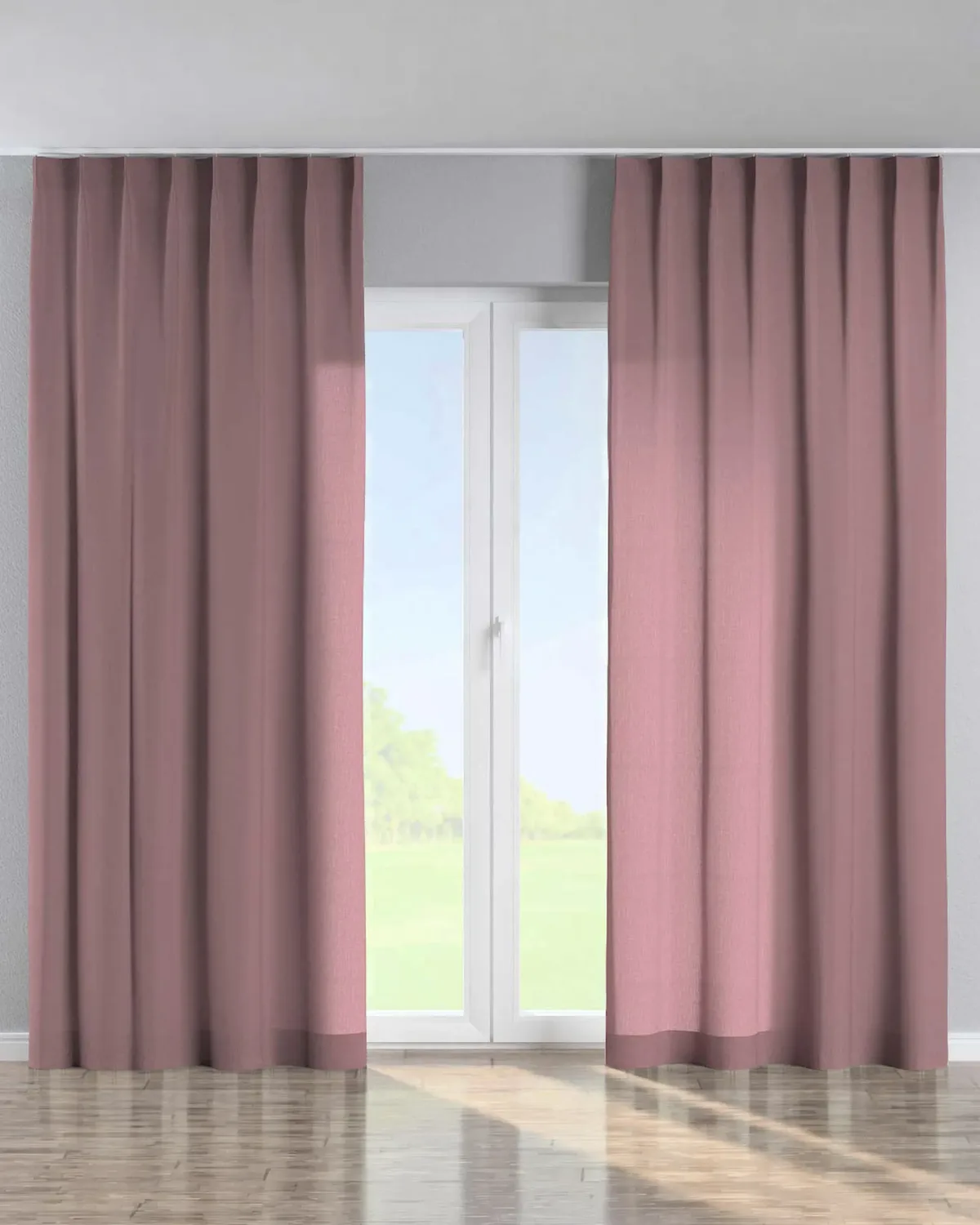 Vorhang mit flämischen 1-er Falten Farbe rosa Stoff halbtransparent, strukturiert, aus leinen de Dekoria – photo du produit