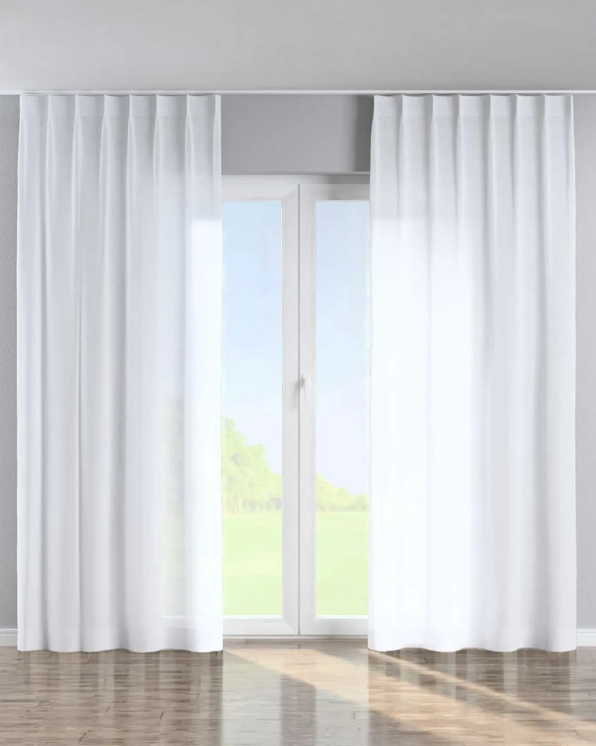 Vorhang mit flämischen 1-er Falten Farbe weiß Stoff halbtransparent, strukturiert de Dekoria – photo du produit