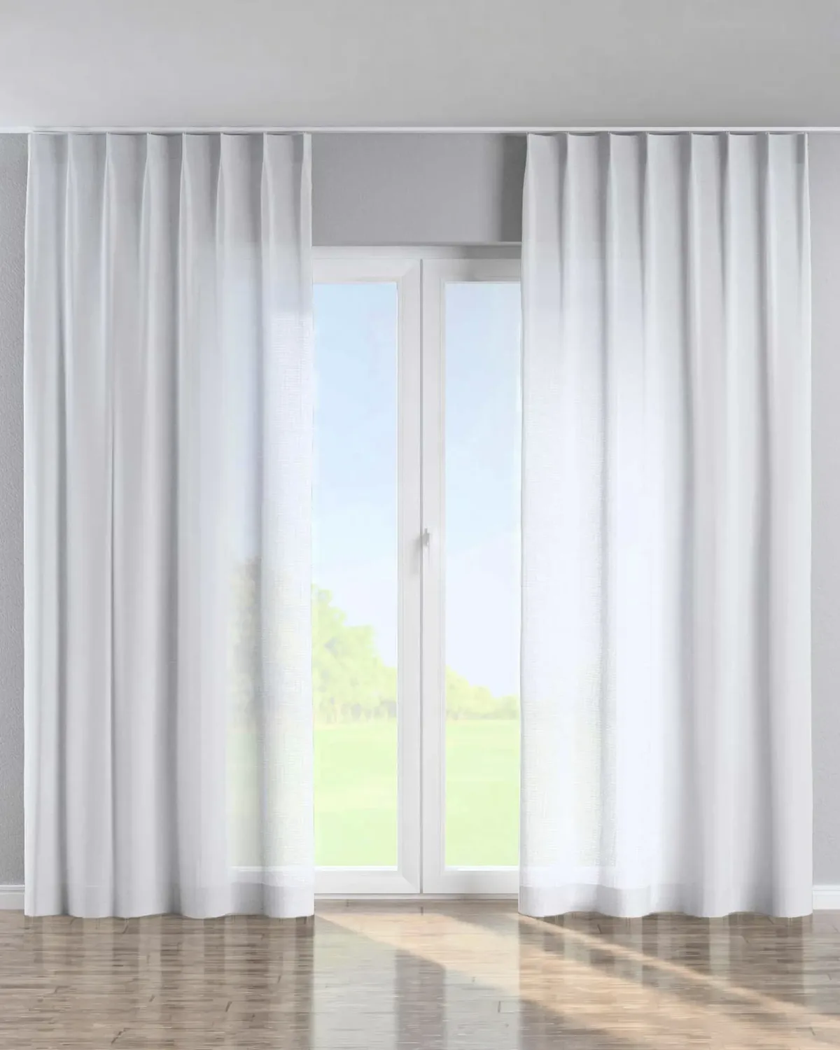 Vorhang mit flämischen 1-er Falten Farbe weiß Stoff halbtransparent, strukturiert de Dekoria – photo du produit