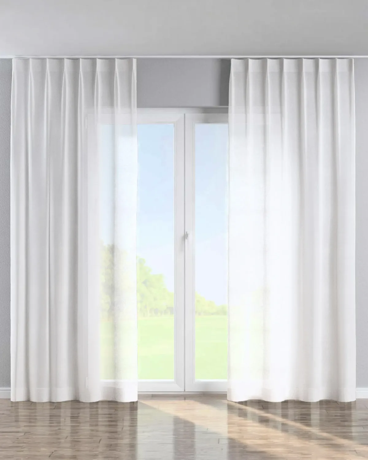 Vorhang mit flämischen 1-er Falten Farbe weiß Stoff halbtransparent, strukturiert de Dekoria – photo du produit