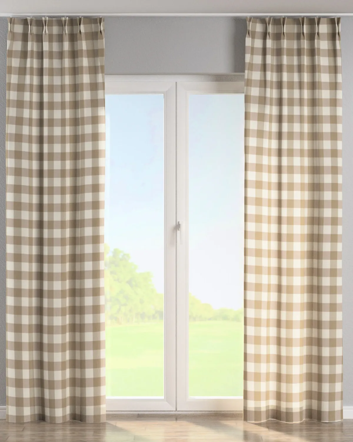 Vorhang mit flämischen 2-er Falten Farbe beige Stoff gemustert de Dekoria – photo du produit