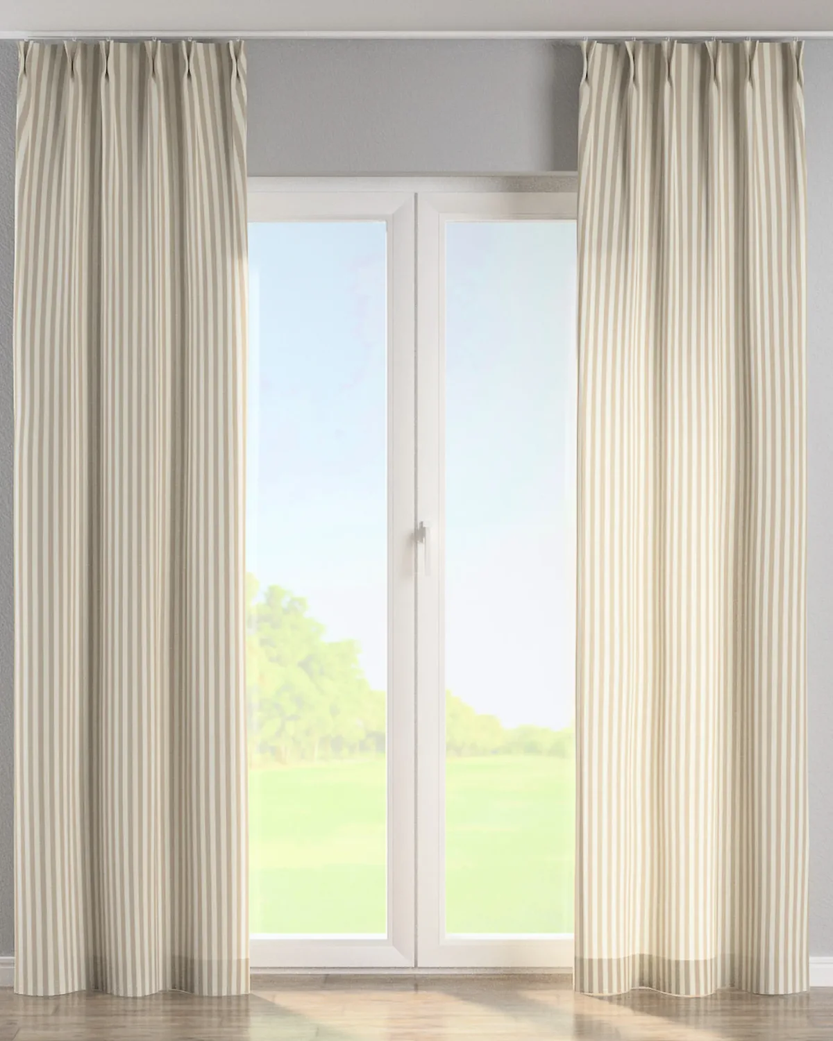 Vorhang mit flämischen 2-er Falten Farbe beige Stoff gemustert de Dekoria – photo du produit