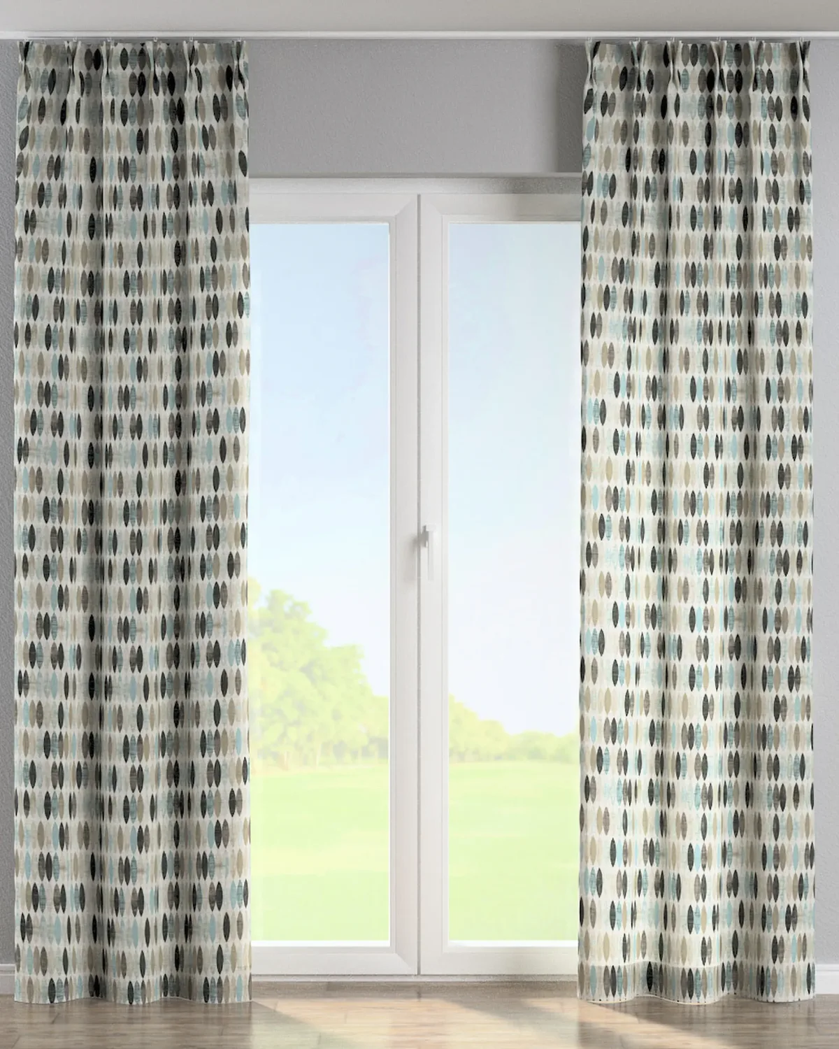 Vorhang mit flämischen 2-er Falten Farbe beige Stoff gemustert de Dekoria – photo du produit