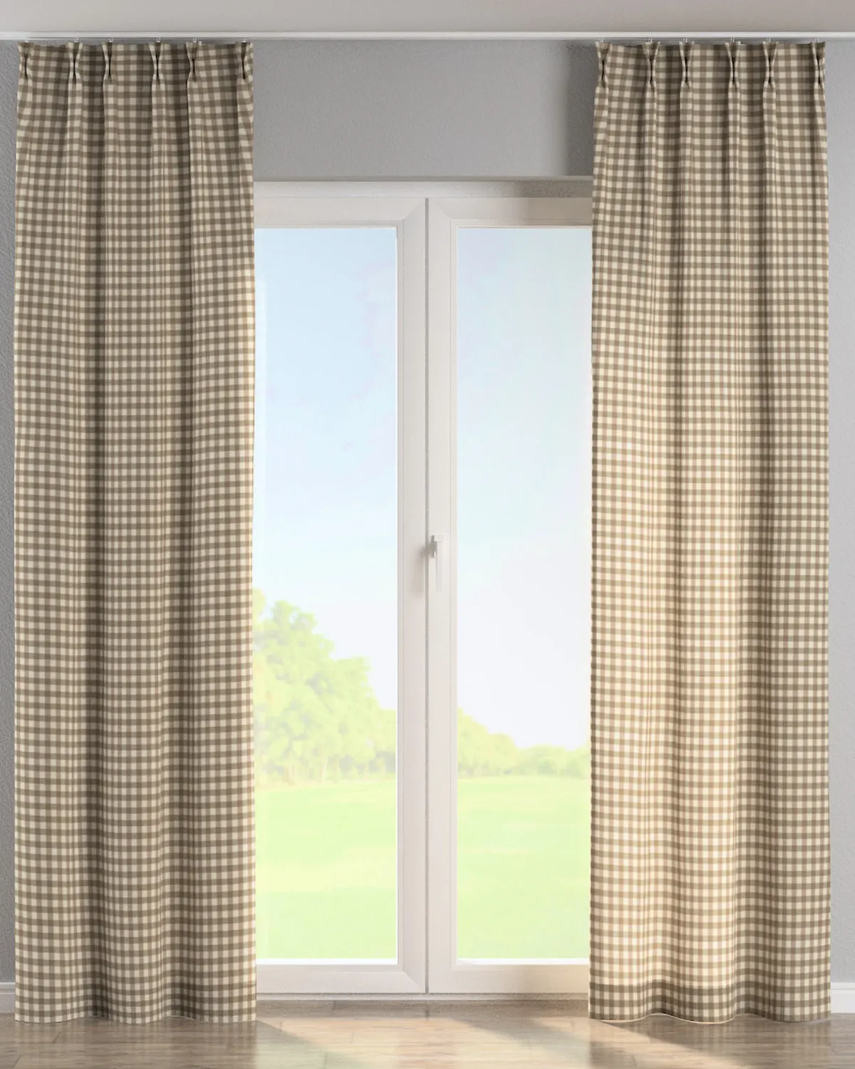 Vorhang mit flämischen 2-er Falten Farbe beige Stoff gemustert de Dekoria – photo du produit