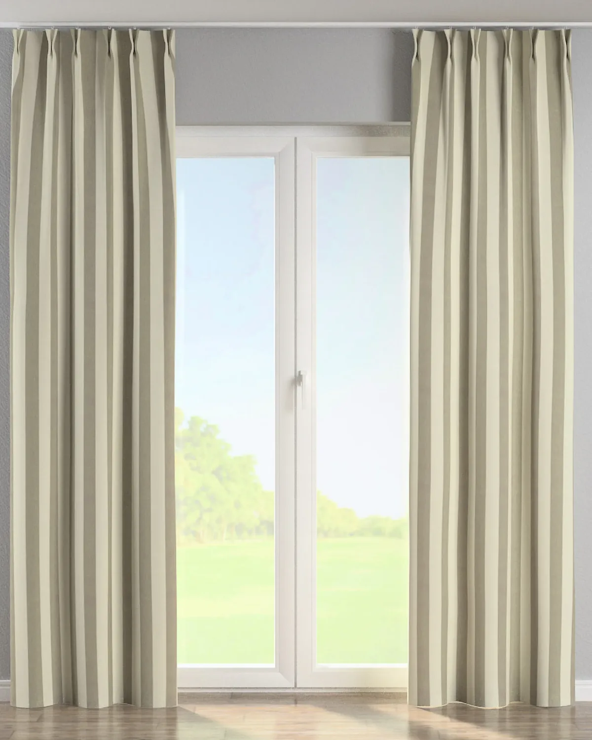 Vorhang mit flämischen 2-er Falten Farbe beige Stoff gemustert de Dekoria – photo du produit
