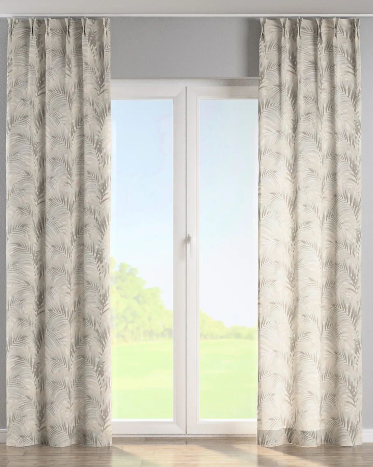 Vorhang mit flämischen 2-er Falten Farbe beige Stoff gemustert de Dekoria – photo du produit