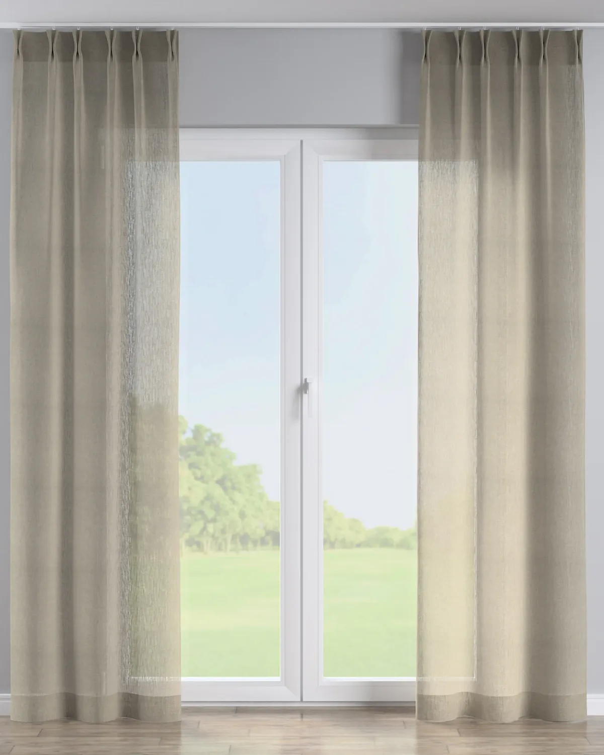 Vorhang mit flämischen 2-er Falten Farbe beige Stoff halbtransparent, strukturiert de Dekoria – photo du produit