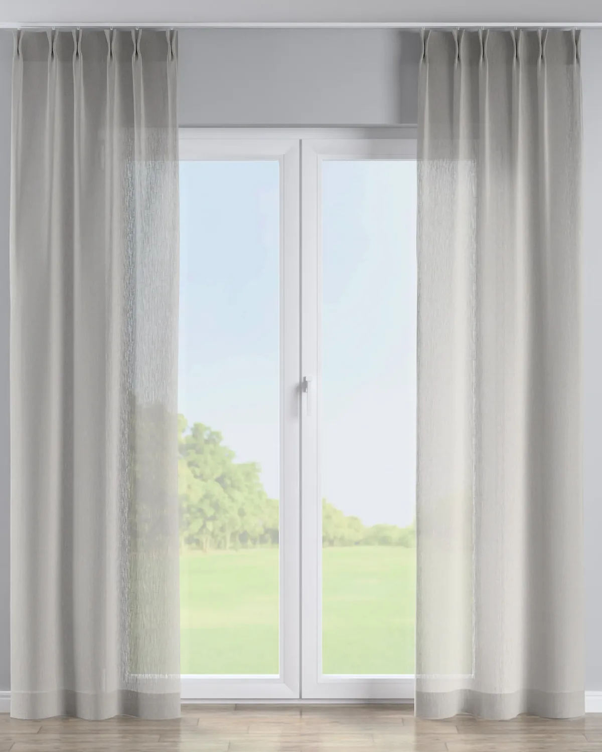 Vorhang mit flämischen 2-er Falten Farbe beige Stoff halbtransparent, strukturiert de Dekoria – photo du produit