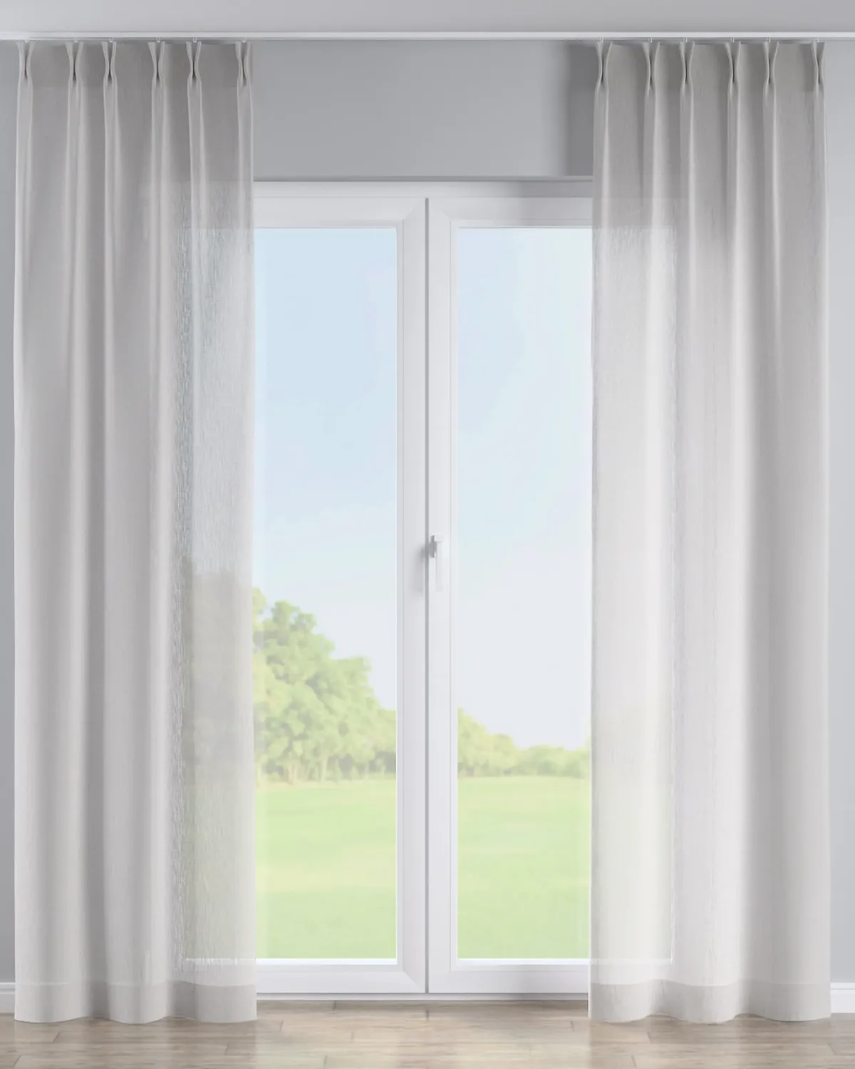 Vorhang mit flämischen 2-er Falten Farbe beige Stoff halbtransparent, strukturiert de Dekoria – photo du produit