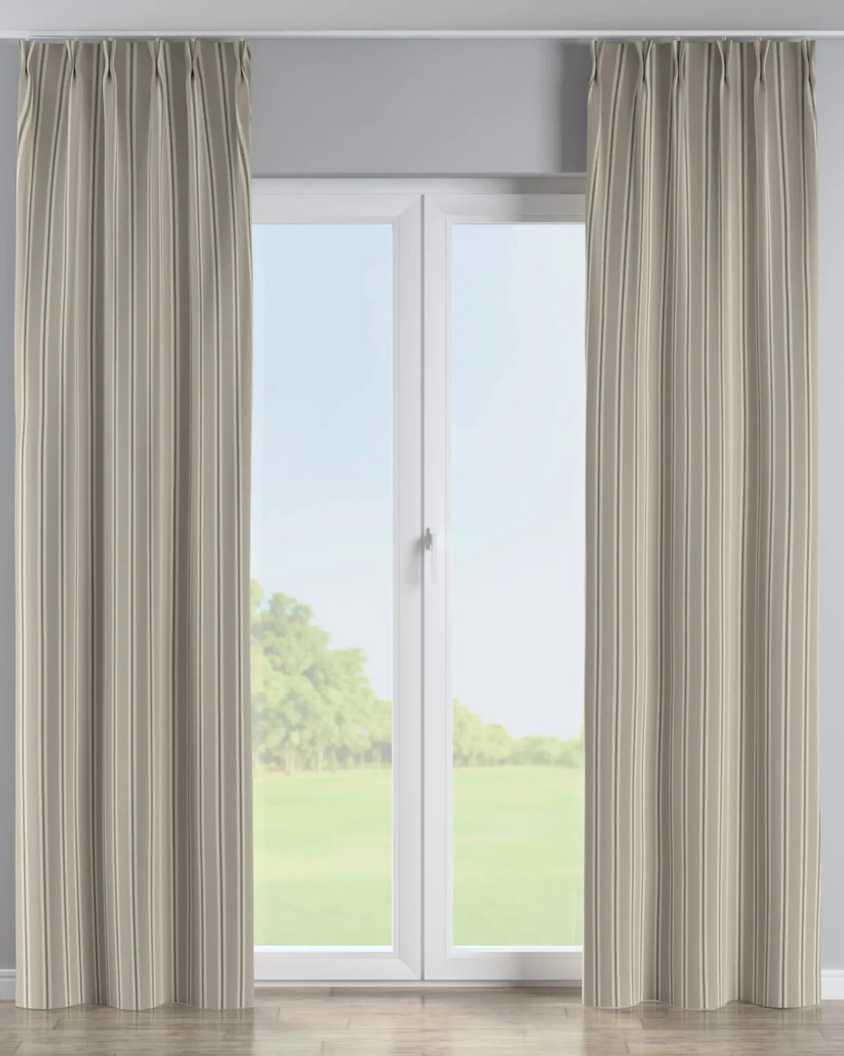 Vorhang mit flämischen 2-er Falten Farbe beige Stoff strukturiert, gemustert de Dekoria – photo du produit