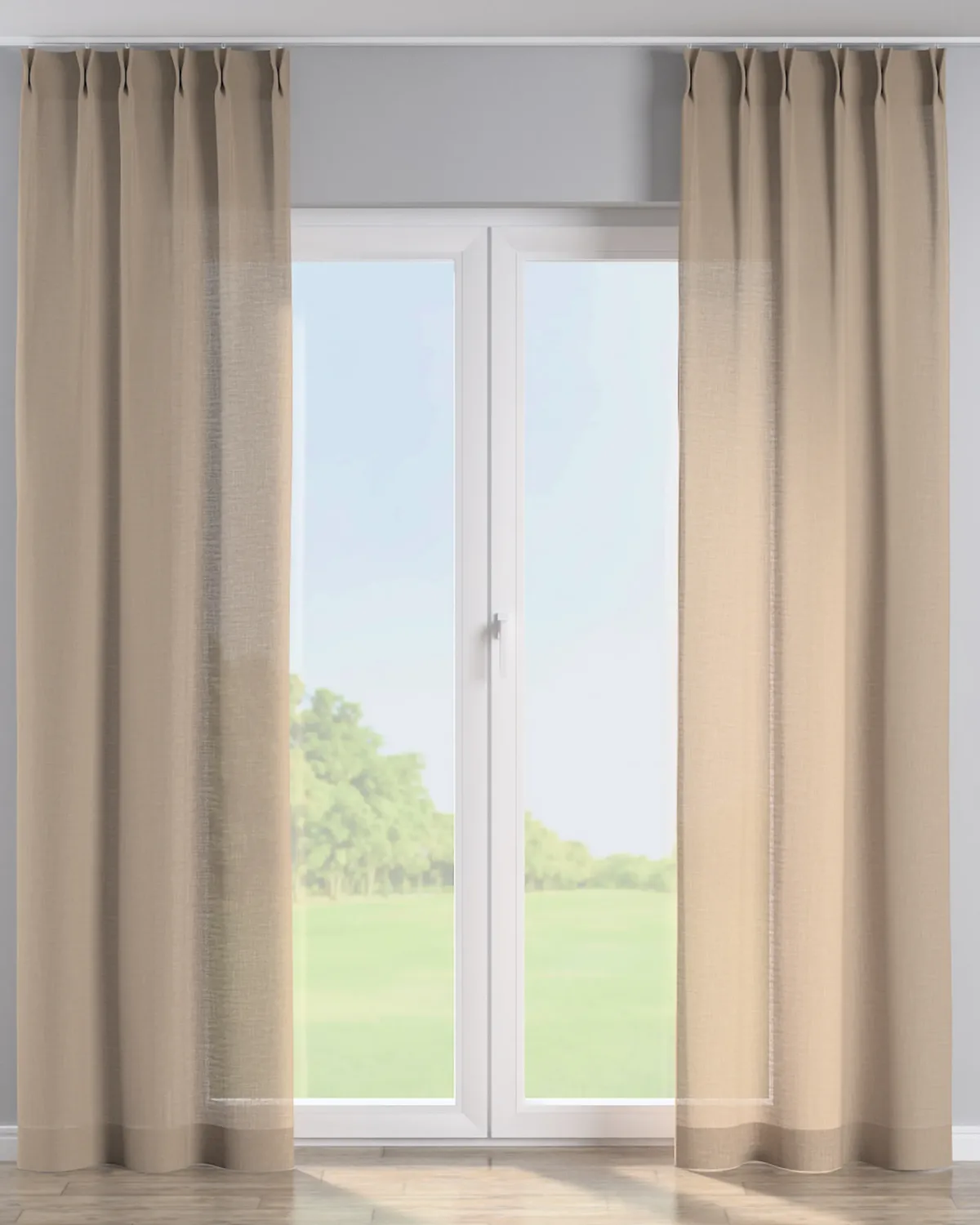 Vorhang mit flämischen 2-er Falten Farbe beige Stoff strukturiert de Dekoria – photo du produit