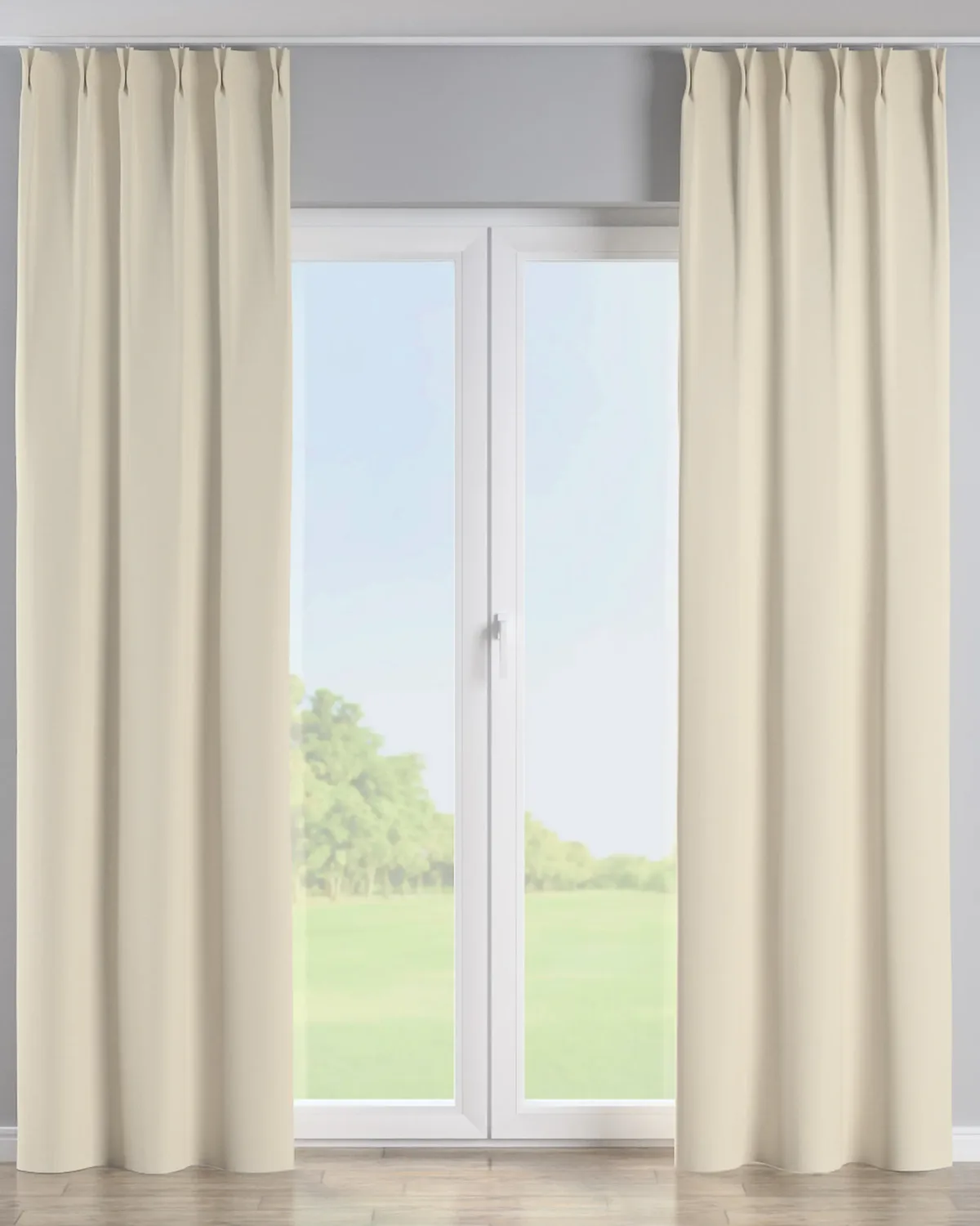 Vorhang mit flämischen 2-er Falten Farbe beige Stoff verdunkelnd de Dekoria – photo du produit