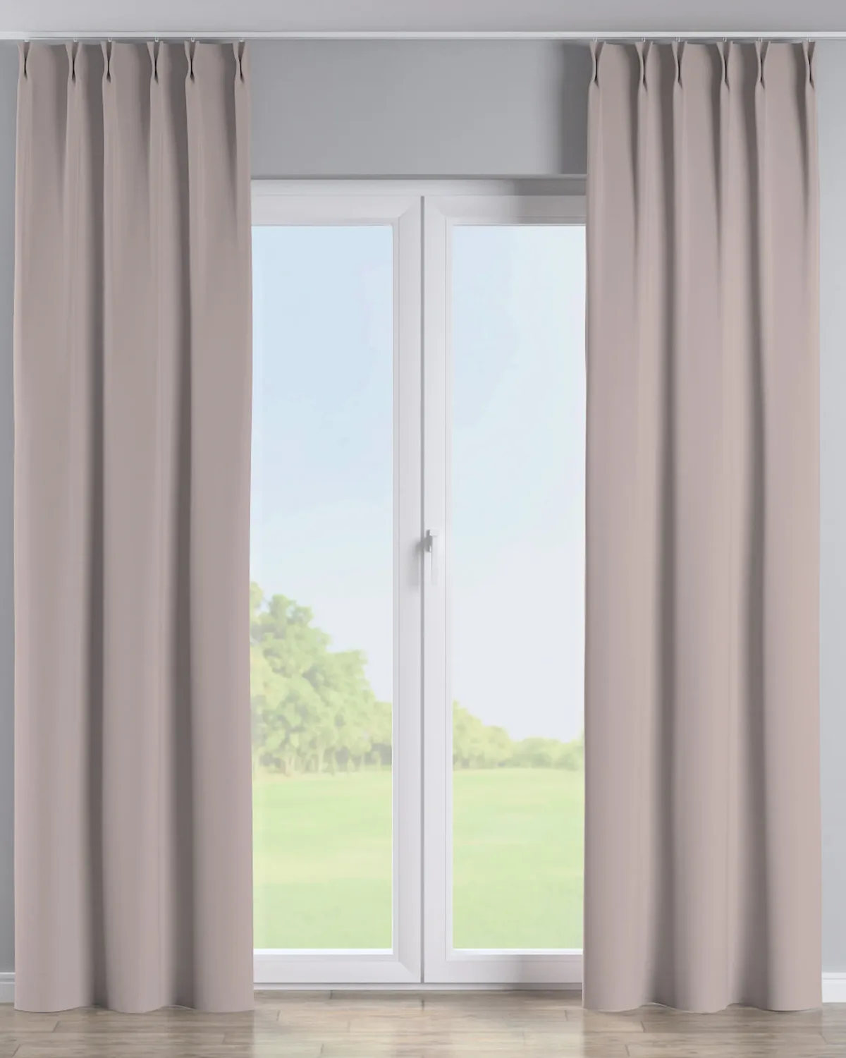 Vorhang mit flämischen 2-er Falten Farbe beige Stoff verdunkelnd de Dekoria – photo du produit
