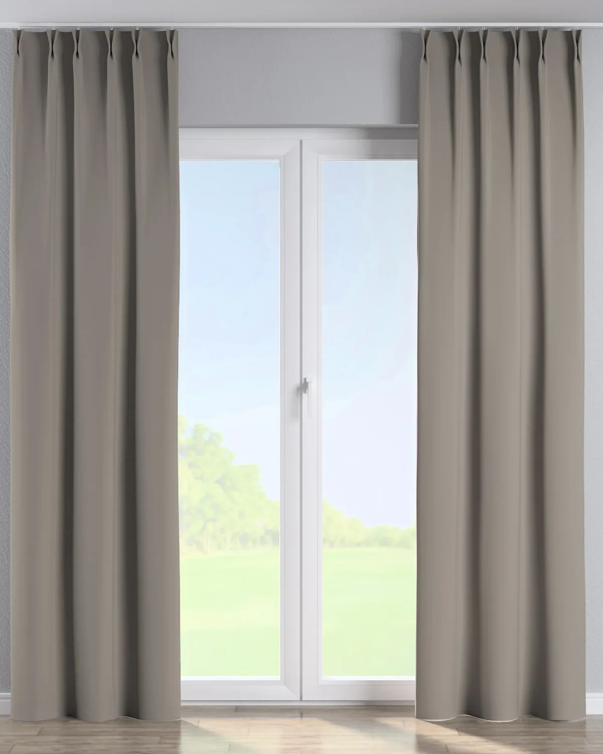 Vorhang mit flämischen 2-er Falten Farbe beige Stoff verdunkelnd de Dekoria – photo du produit