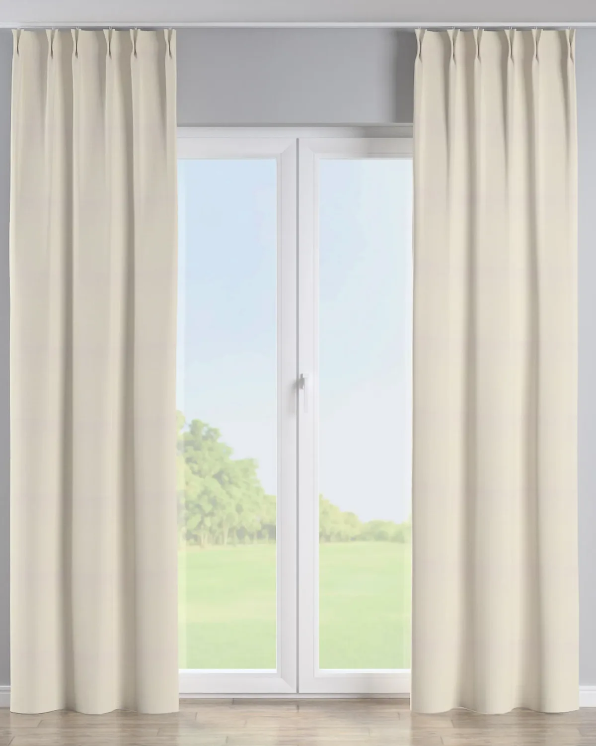 Vorhang mit flämischen 2-er Falten Farbe beige Stoff verdunkelnd de Dekoria – photo du produit