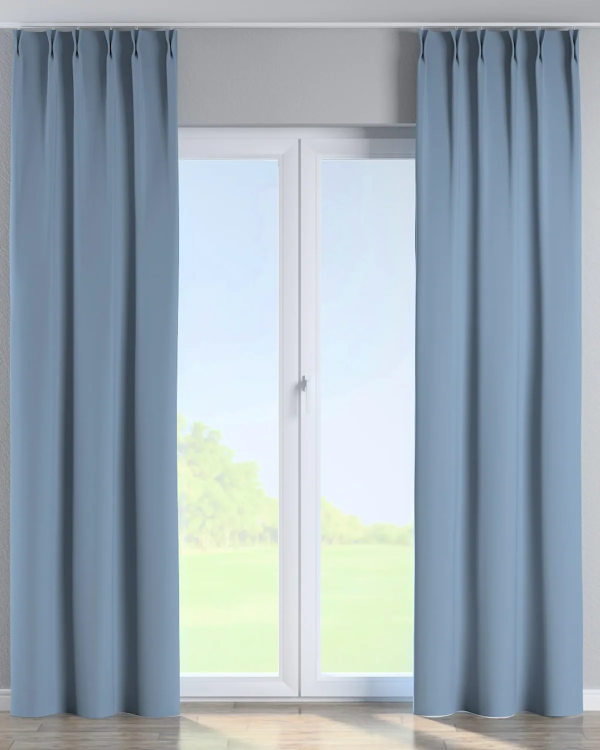 Vorhang mit flämischen 2-er Falten Farbe blau Stoff verdunkelnd de Dekoria – photo du produit