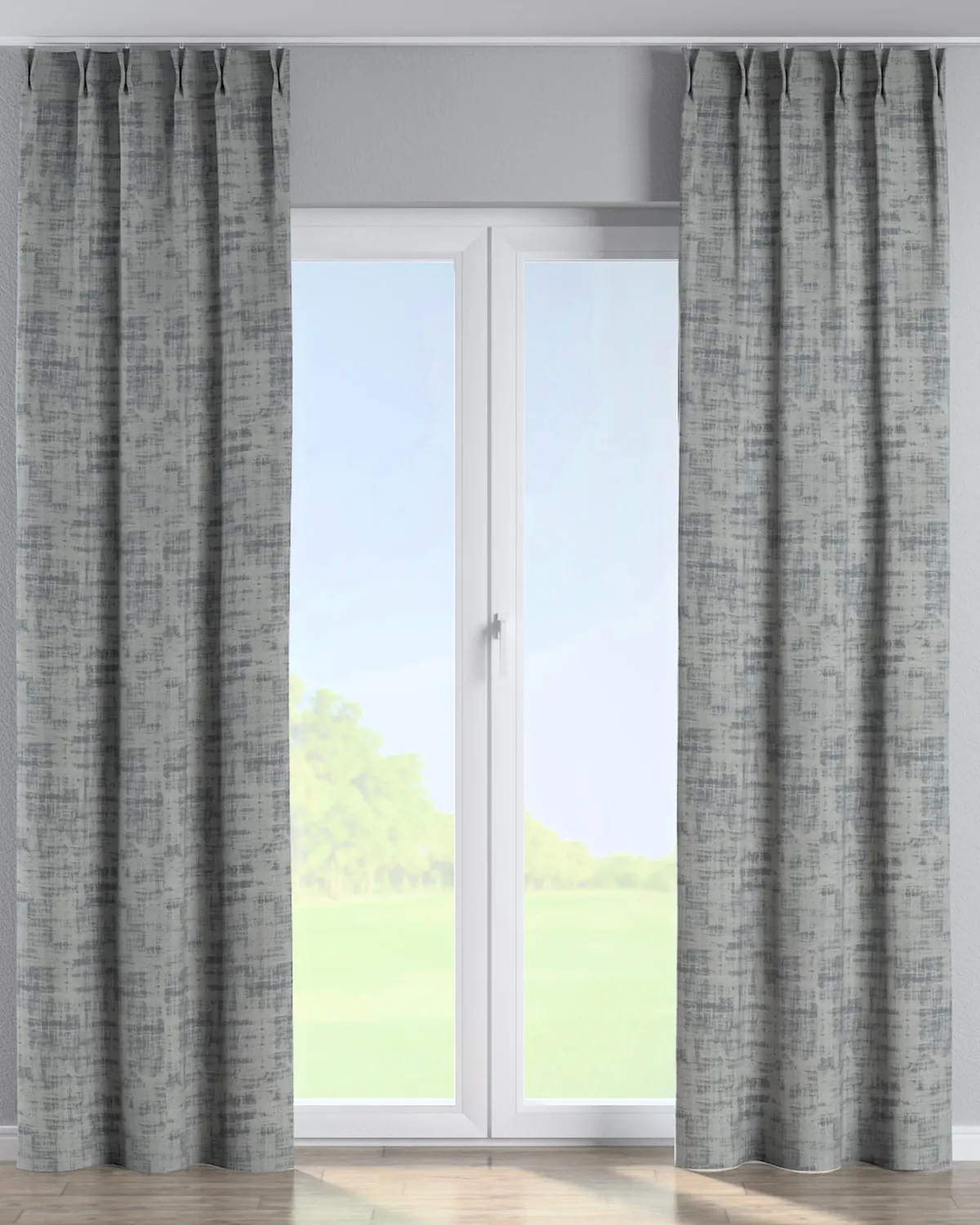 Vorhang mit flämischen 2-er Falten Farbe grau Stoff glänzend, samt de Dekoria – photo du produit