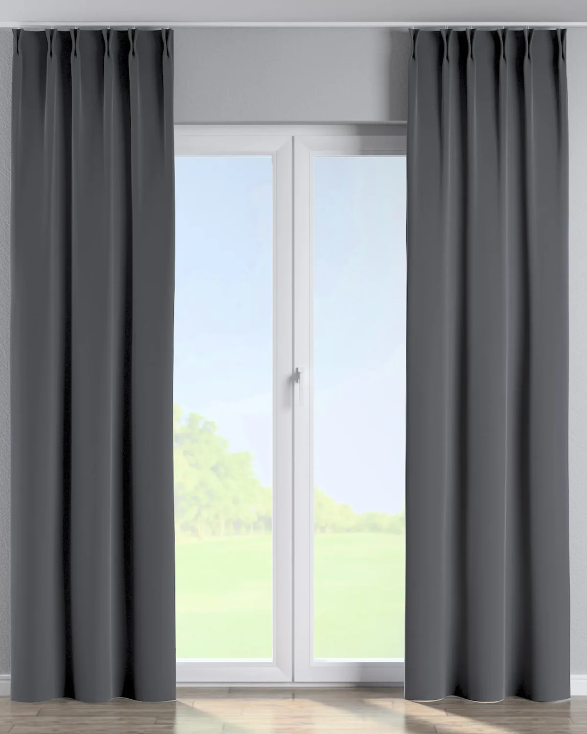 Vorhang mit flämischen 2-er Falten Farbe grau Stoff glänzend, samt de Dekoria – photo du produit