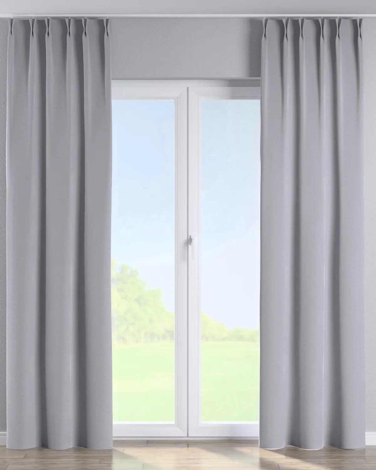 Vorhang mit flämischen 2-er Falten Farbe grau Stoff glänzend, samt de Dekoria – photo du produit