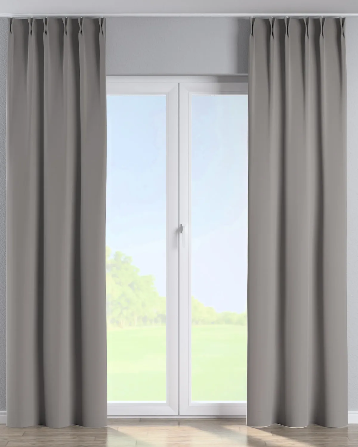 Vorhang mit flämischen 2-er Falten Farbe grau Stoff glänzend, samt de Dekoria – photo du produit