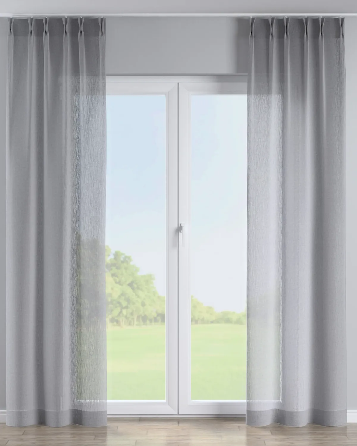 Vorhang mit flämischen 2-er Falten Farbe grau Stoff halbtransparent, strukturiert de Dekoria – photo du produit