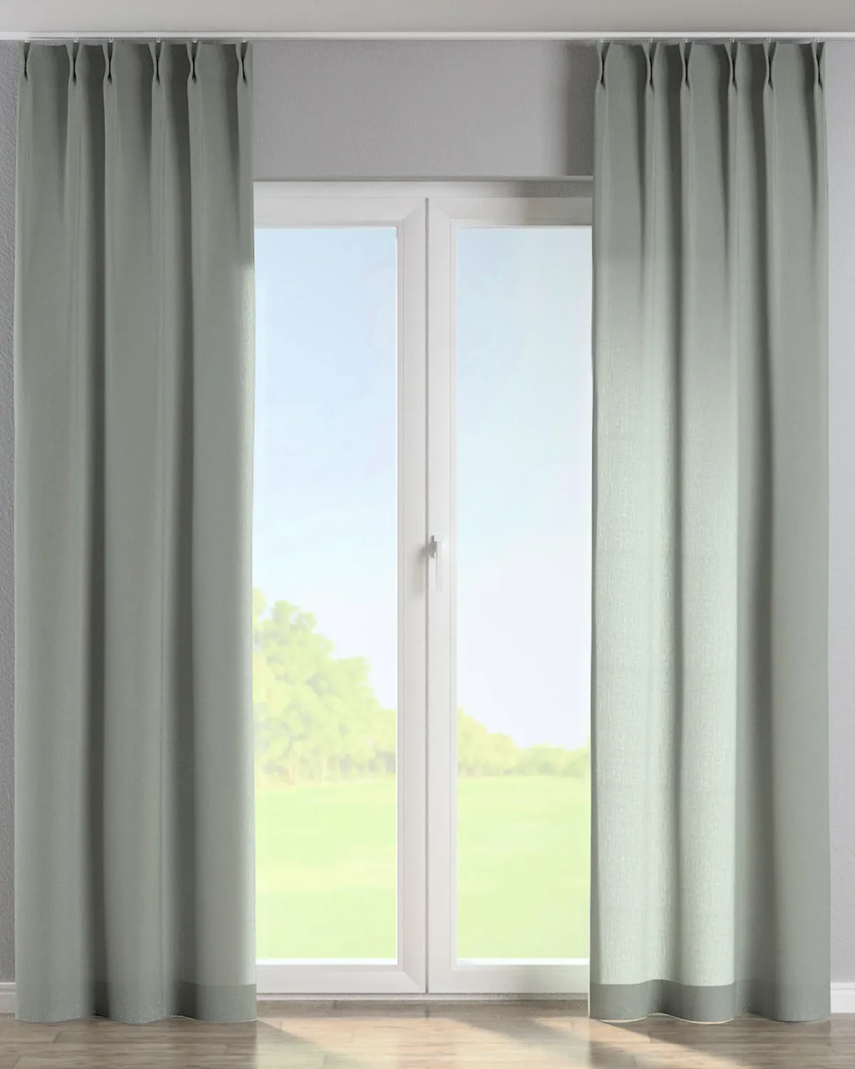 Vorhang mit flämischen 2-er Falten Farbe grau Stoff halbtransparent, strukturiert, aus leinen de Dekoria – photo du produit