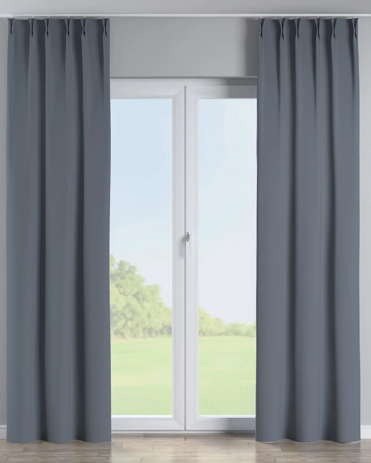 Vorhang mit flämischen 2-er Falten Farbe grau Stoff verdunkelnd de Dekoria – photo du produit