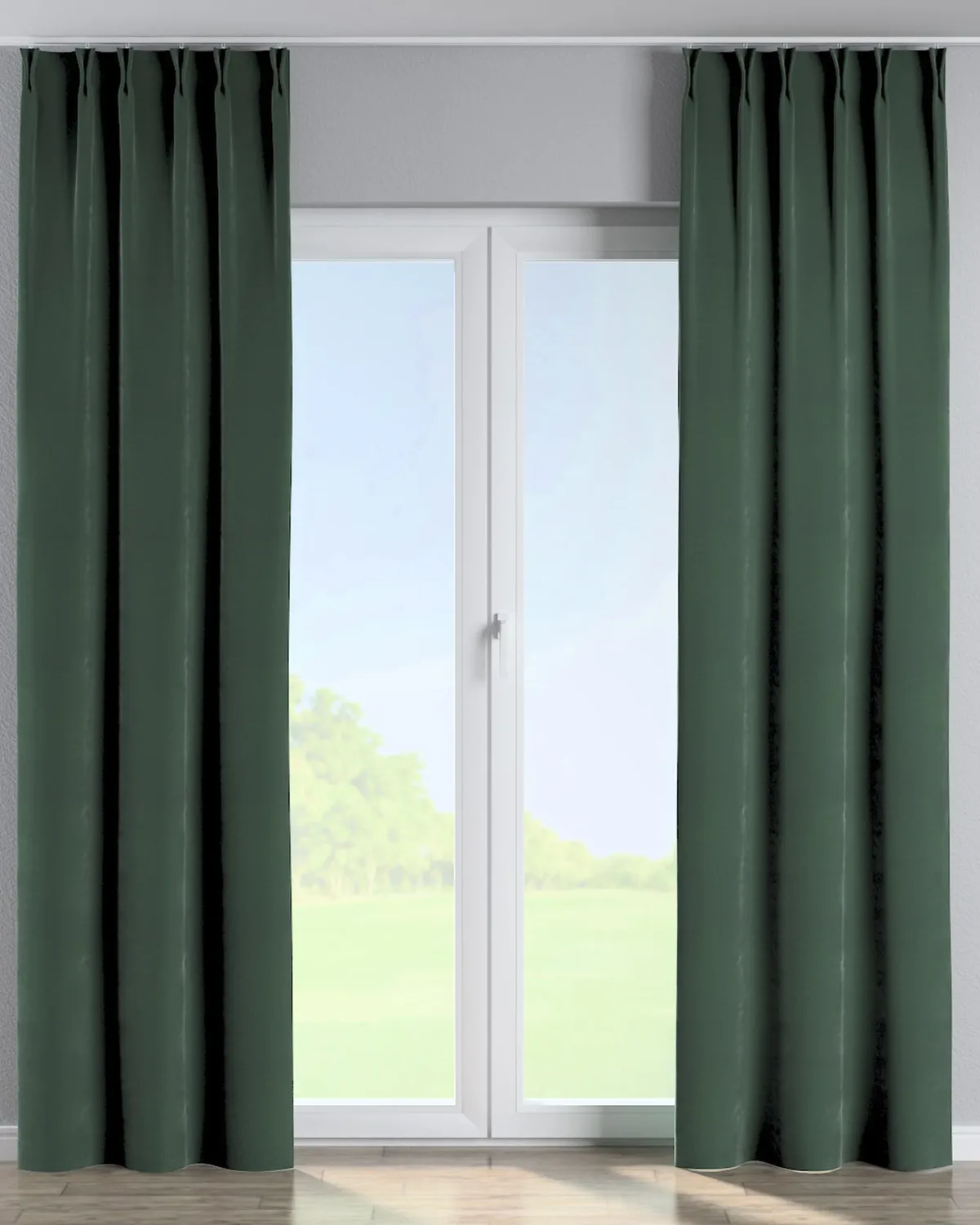 Vorhang mit flämischen 2-er Falten Farbe grün Stoff glänzend, samt de Dekoria – photo du produit