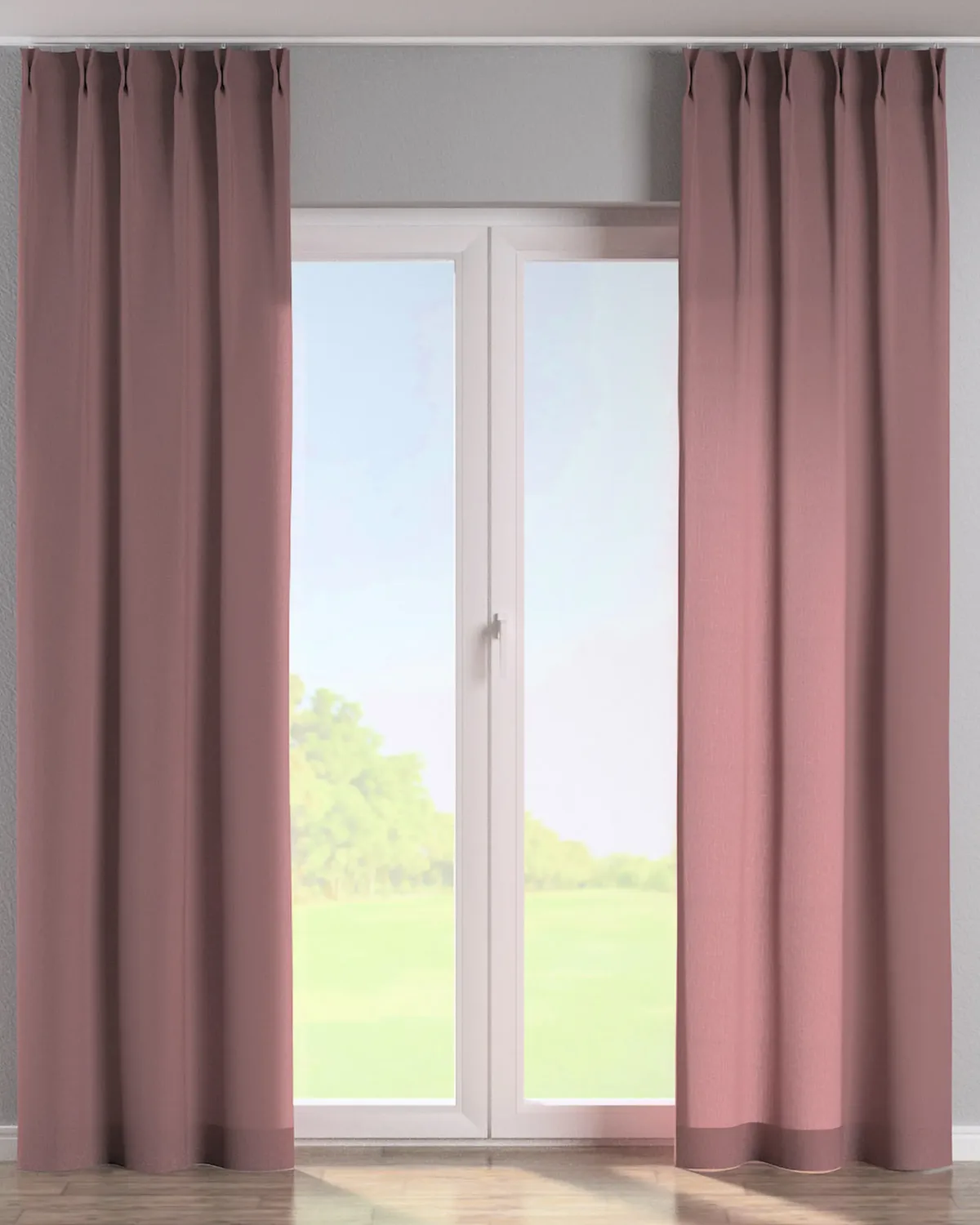 Vorhang mit flämischen 2-er Falten Farbe rosa Stoff halbtransparent, strukturiert, aus leinen de Dekoria – photo du produit