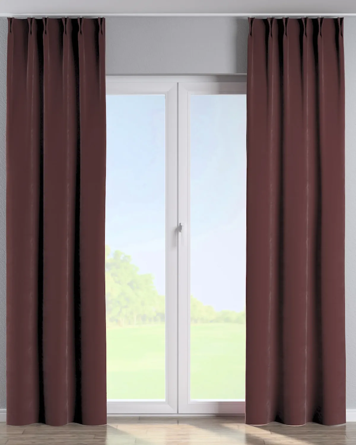 Vorhang mit flämischen 2-er Falten Farbe rot Stoff glänzend, samt van Dekoria – productfoto