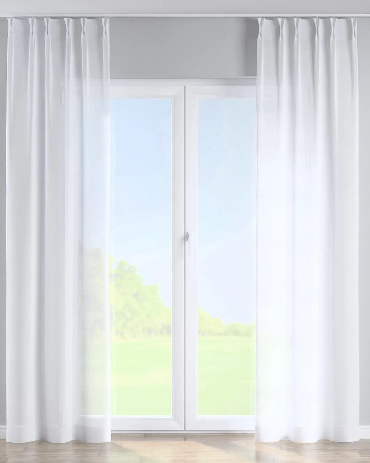 Vorhang mit flämischen 2-er Falten Farbe weiß Stoff halbtransparent, strukturiert de Dekoria – photo du produit