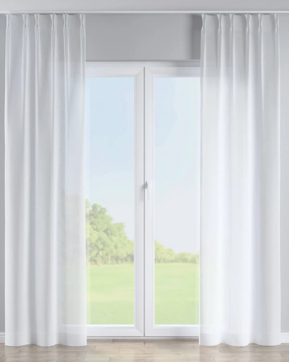 Vorhang mit flämischen 2-er Falten Farbe weiß Stoff halbtransparent, strukturiert van Dekoria – productfoto