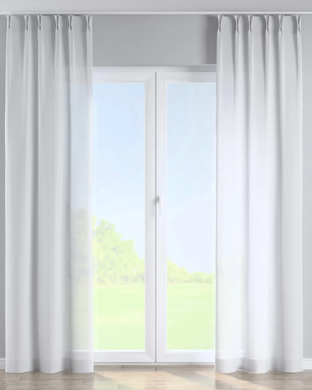Vorhang mit flämischen 2-er Falten Farbe weiß Stoff halbtransparent, strukturiert de Dekoria – photo du produit