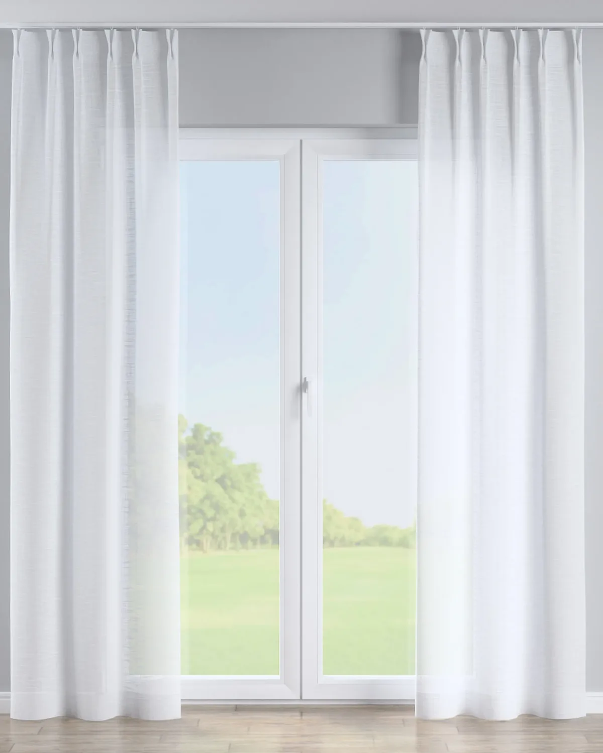 Vorhang mit flämischen 2-er Falten Farbe weiß Stoff halbtransparent, strukturiert van Dekoria – productfoto