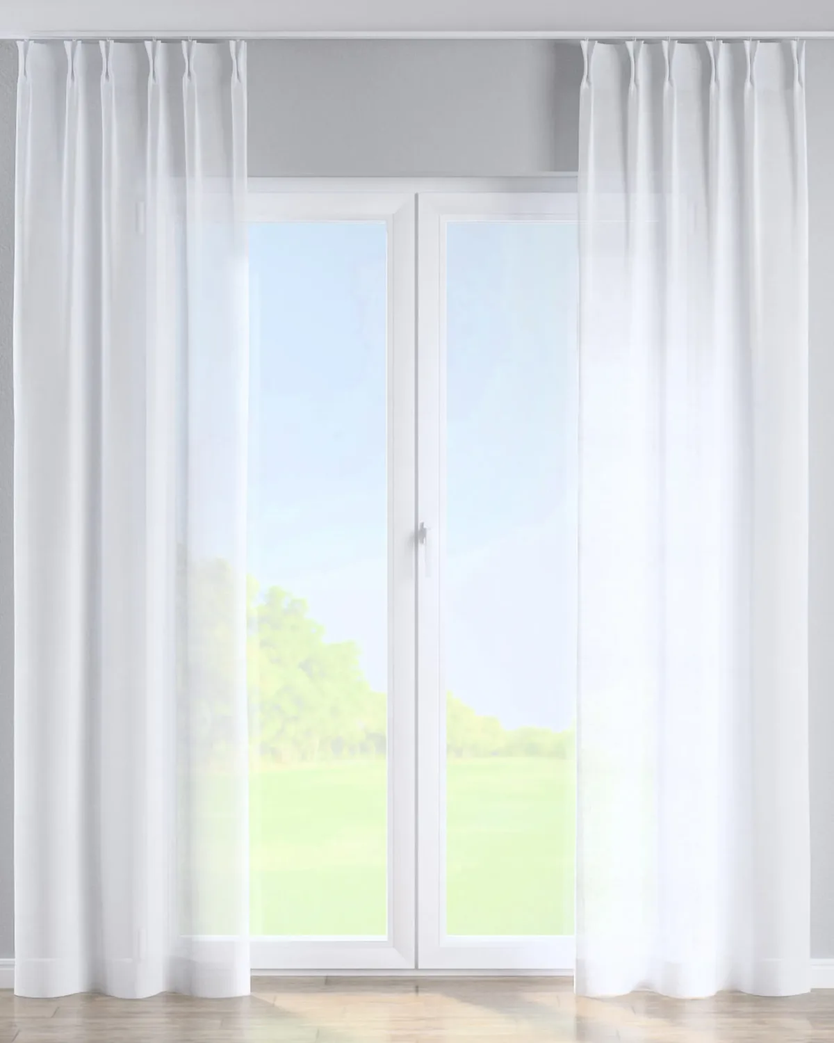 Vorhang mit flämischen 2-er Falten Farbe weiß Stoff halbtransparent, strukturiert van Dekoria – productfoto
